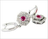 Vintage Jewelry Diamond Earrings Dangle & Drop Earrings Pink Earrings Wedding Earrings Floral Earrings 14K White Gold Vintage Earrings - Lianne Jewelry