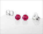 Ruby Stud Earrings 4mm in 14K Yellow or White Gold Earrings Wedding Jewelry Anniversary Gift - Lianne Jewelry