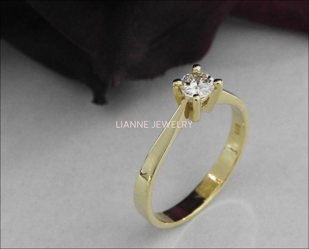 Diamond ring Wedding Gift, Unique Solitaire Ring Celtic Ring 14K Yellow Gold Classic | Wedding | Anniversary | Bridal | Promise Ring - Lianne Jewelry