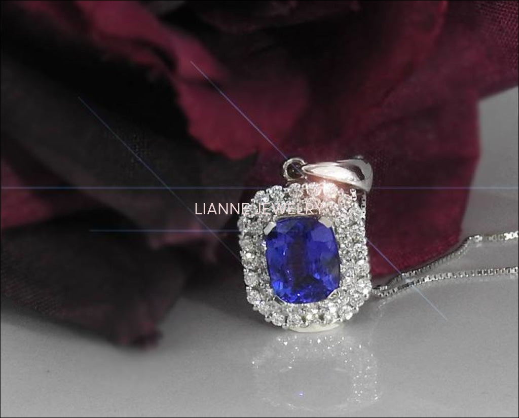 Tanzanite Pendant, Tanzanite Pendant Necklace, Tanzanite Necklace Gold, Purple Pendant, Beautiful Pendant, Cluster Pendant Necklace - Lianne Jewelry