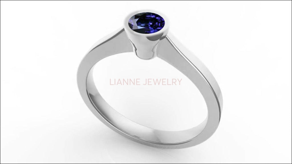 Solitaire Engagement Ring Solitaire Bezel Set Engagement Ring Bezel Set Solitaire Ring Sapphire Solitaire Ring Solitaire Ring - Lianne Jewelry