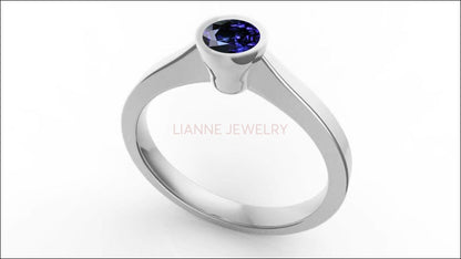 Solitaire Engagement Ring Solitaire Bezel Set Engagement Ring Bezel Set Solitaire Ring Sapphire Solitaire Ring Solitaire Ring - Lianne Jewelry