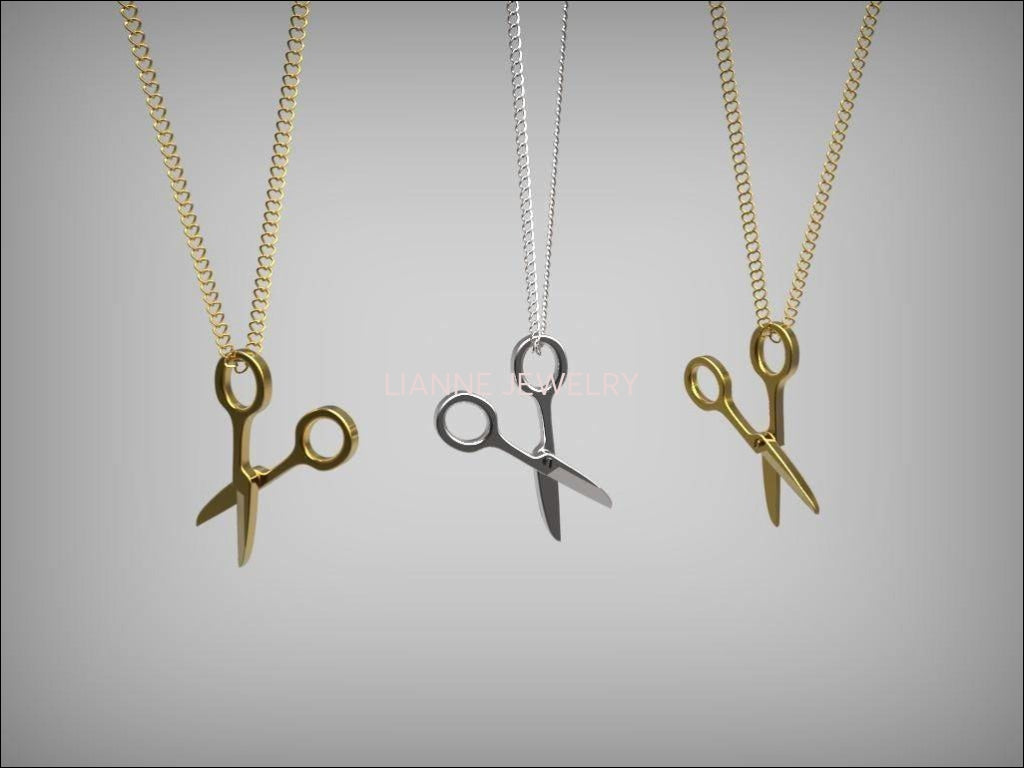 Hairdresser Gift Scissor Necklace 14K gold Scissor Charm Necklace Scissor Pendant Necklace Gift for Hair Stylist  Minimalist pendant - Lianne Jewelry