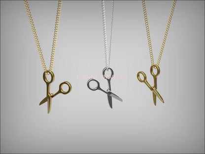 Hairdresser Gift Scissor Necklace 14K gold Scissor Charm Necklace Scissor Pendant Necklace Gift for Hair Stylist  Minimalist pendant - Lianne Jewelry