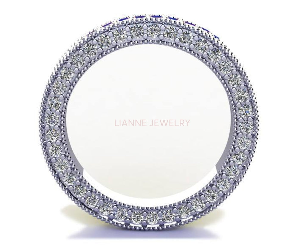 18K Sapphire & Diamond Exclusive Wedding Band 115 stones Eternity Ring anniversary ring Anniversary Gift - Lianne Jewelry