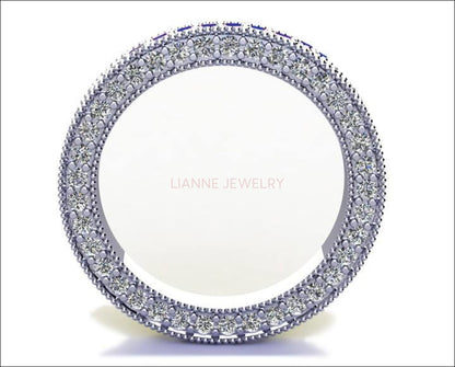 18K Sapphire & Diamond Exclusive Wedding Band 115 stones Eternity Ring anniversary ring Anniversary Gift - Lianne Jewelry