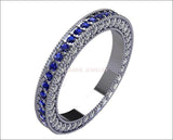 18K Sapphire & Diamond Exclusive Wedding Band 115 stones Eternity Ring anniversary ring Anniversary Gift - Lianne Jewelry
