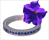 18K Sapphire & Diamond Exclusive Wedding Band 115 stones Eternity Ring anniversary ring Anniversary Gift - Lianne Jewelry