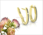 Hoop earrings with Diamonds, Gold Hoop Earrings, Wedding Earrings, Gift For Her 18K White gold - Lianne Jewelry