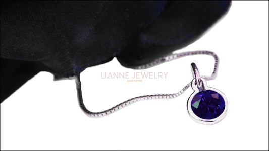 Pendant Blue Sapphire Round Circle Pendant 4.5 mm. 14K or 18K gold  Minimalist pendant - Lianne Jewelry