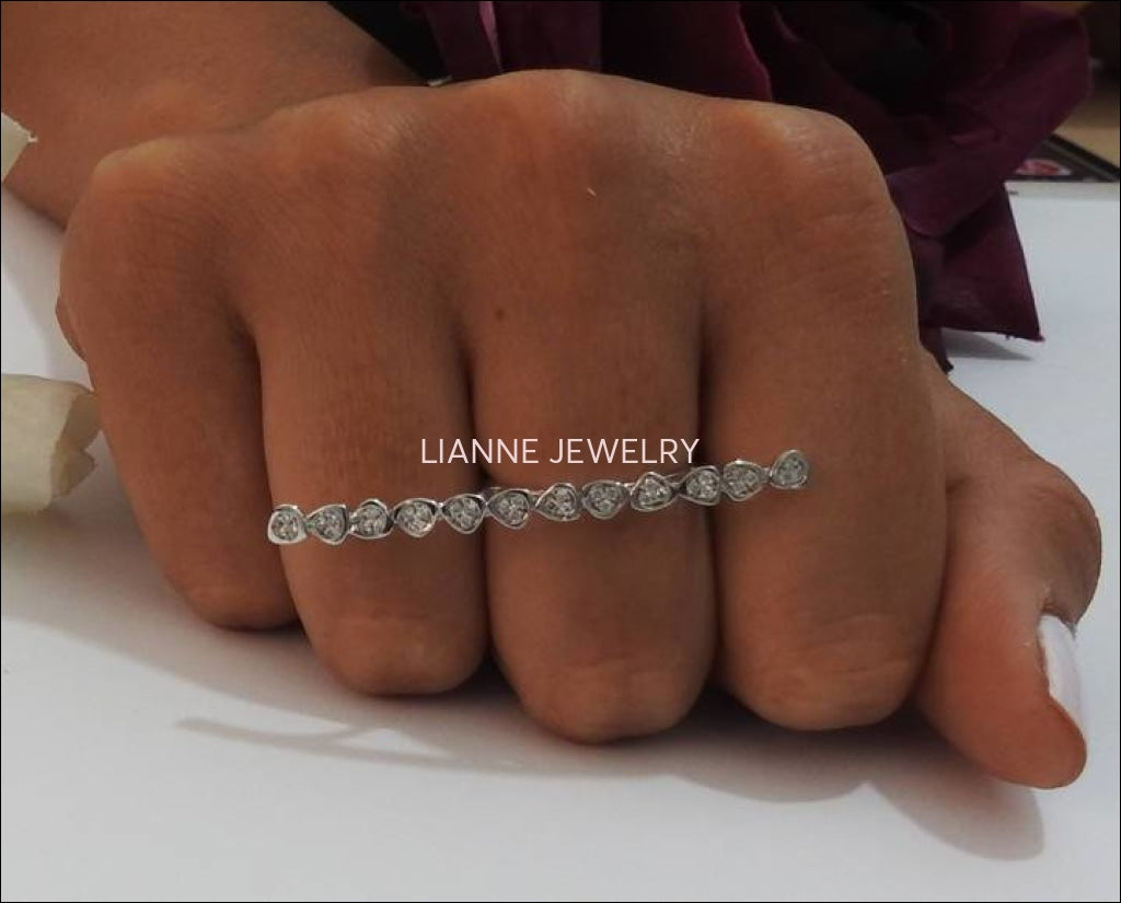 Long Ring Vintage Diamond Ring Ready to be shipped Jewelry long Rings 14K White gold Ring Statement Ring Boho Ring, Hippie, Gift Ring - Lianne Jewelry