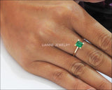 Vintage Emerald Solitaire 14K Yellow Gold Ring Green Emerald Ring Engagement Ring May Birthstone Natural Emerald Birthday gift For Her - Lianne Jewelry