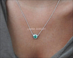 Emerald Pendant Round Pendant Top Quality Emerald Gemstone Pendant Round Pendant Minimalist pendant 14K White gold May Birthstone - Lianne Jewelry
