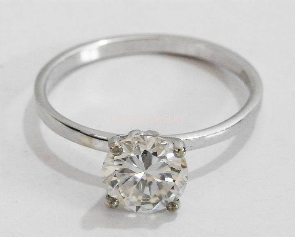 Diamond ring, Gold ring, Unique moissanite engagement ring Solitaire 14K White Gold - Lianne Jewelry