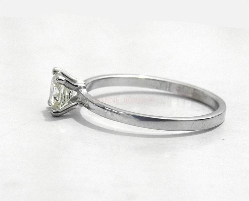 Diamond ring  Gold ring Engagement ring Solitaire Ring Diamond Ring in 14K White Gold - Lianne Jewelry