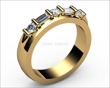 Wedding Ring with 5 stones, Wedding Gift, Gold ring Wedding gift Diamond Wedding Ring 18K White or Yellow gold - Lianne Jewelry