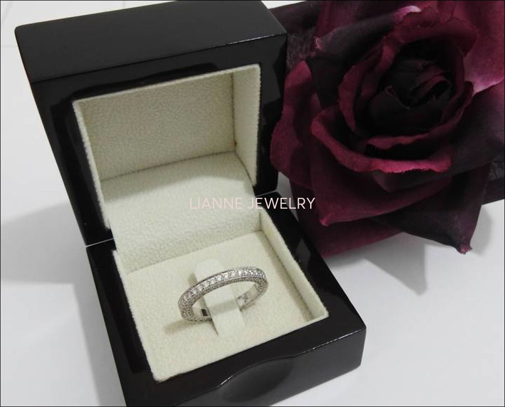 18K White gold Diamond Wedding Band, Eternity Ring, Wedding Gift 115 Diamonds E-F/VVS - Lianne Jewelry