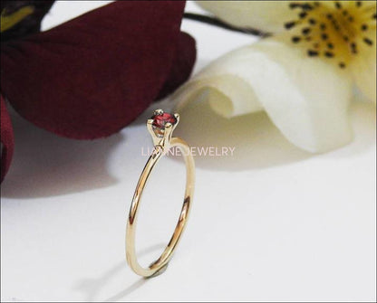 Size 43 French, 2.3/4 US size Genuine Ruby engagement ring rose gold Unique ruby ring Deep Red Ruby Promise Ring September stone - Lianne Jewelry