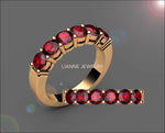 Gold ring Ruby Ring Wedding ring Half Eternity ring 6 stones 18K Yellow White or Rose gold Jewelry - Lianne Jewelry
