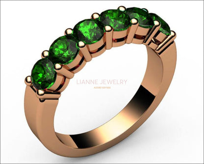 18K Gold Ring Green Tsavorite Gemstone Ring Dainty Ring Promise Anniversary Ring Handmade Jewellery Gift for Her - Lianne Jewelry