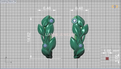 Lever back Leaf Earrings Leaf Studs Branch Earrings Rose Gold Earrings Art Nouveau Earrings Leaf Stud Earrings Celtic Earrings Gift for Her - Lianne Jewelry