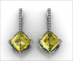 216 Diamonds and Yellow Quartz Earrings Lever back Earrings Yellow Quartz Diamond earrings Bride Earrings Yellow Quartz  Gold - Lianne Jewelry
