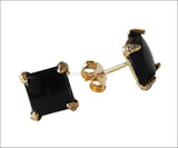 Black Onyx Earrings Stud Earrings bridesmaid gift onyx earrings studs 18K Earrings gold Anniversary Earrings, Gold Earrings - Lianne Jewelry