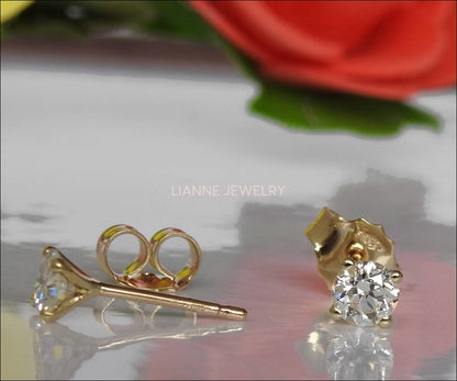 Diamond Earrings Stud Earrings Studs 14K or18K Yellow gold Martini Earrings Diamonds 0.36 carat Round Brilliant Anniversary Earrings - Lianne Jewelry