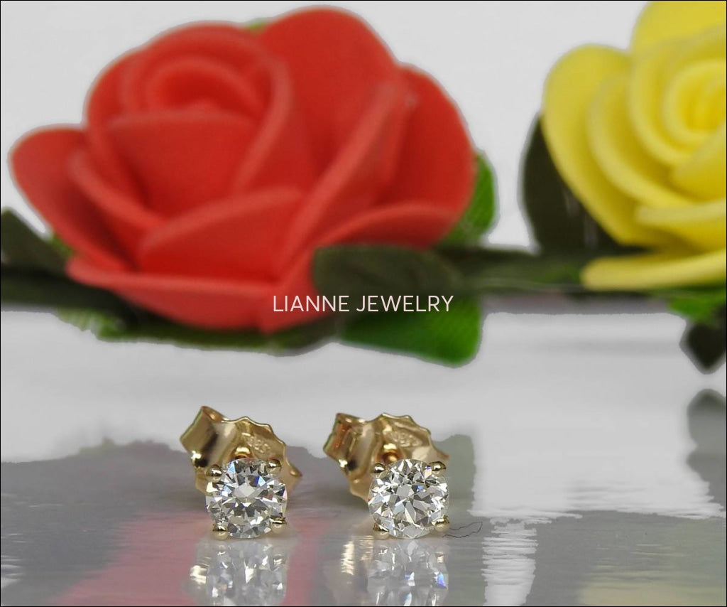 Diamond Earrings Stud Earrings Studs 14K or18K Yellow gold Martini Earrings Diamonds 0.36 carat Round Brilliant Anniversary Earrings - Lianne Jewelry