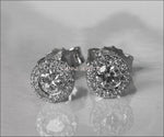 Halo Earrings Halo Studs Sun Earrings Sun Studs Diamond Earrings Stud Earrings 14K or 18K White gold Anniversary Earrings - Lianne Jewelry