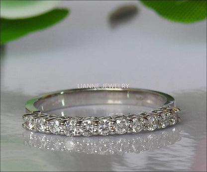 Half Eternity band  Diamond wedding band wedding band diamond band ring half eternity Stacking ring Minimalist ring 14K or 18K gold - Lianne Jewelry