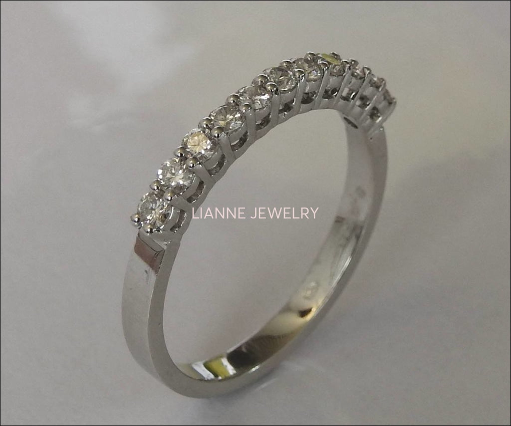 Half Eternity band  Diamond wedding band wedding band diamond band ring half eternity Stacking ring Minimalist ring 14K or 18K gold - Lianne Jewelry