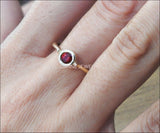 Ruby Engagement Ring Solitaire Ring Minimalist Ring Bezel set in 14K Yellow gold July Birthstone - Lianne Jewelry