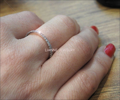 Thin band Eternity ring Diamond band Anniversary Ring Minimalist ring Promise ring 14K or 18K Gold - Lianne Jewelry