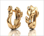Leaf Earrings Leaf Studs Branch Earrings White Gold Earrings Avant garde Earrings Leaf Stud Earrings Celtic Earrings Lever back Earrings - Lianne Jewelry