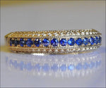 Sapphire Wedding band Half Eternity 17th Anniversary Micro pave 18K White or Yellow gold - Lianne Jewelry