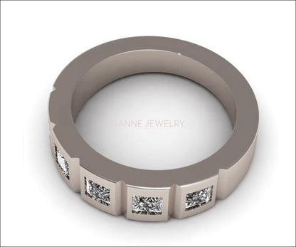 Half Eternity Gold ring Anniversary Ring Gift Wedding ring Diamond Wedding band Art nouveau Ring Band for her 14K gold with Diamonds - Lianne Jewelry