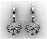 2.56 carat Diamonds and 14x14mm Huge Topaz Earrings Lever back 216 Diamonds Earrings Topaz Diamond earrings Bride Topaz Drop Earring - Lianne Jewelry