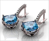 2.56 carat Diamonds and 14x14mm Huge Topaz Earrings Lever back 216 Diamonds Earrings Topaz Diamond earrings Bride Topaz Drop Earring - Lianne Jewelry