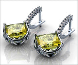 216 Diamonds and Yellow Quartz Earrings Lever back Earrings Yellow Quartz Diamond earrings Bride Earrings Yellow Quartz  Gold - Lianne Jewelry