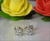 Circle Earrings Stud Earrings Diamond Gold Earrings Sun Earrings Birthday Earrings Victorian Halo 14K or 18K White gold Wedding Earrings - Lianne Jewelry