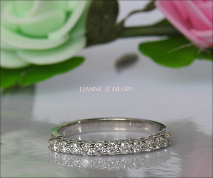 Half Eternity band  Diamond wedding band wedding band diamond band ring half eternity Stacking ring Minimalist ring 14K or 18K gold - Lianne Jewelry