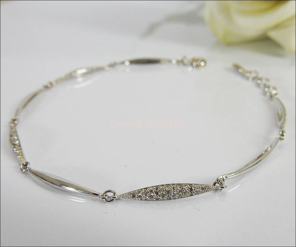 Celtic Jewelry, Diamond Bracelet, 14K White gold 11.40 Grams One carat Diamonds 21 cm, 8"inces - Lianne Jewelry