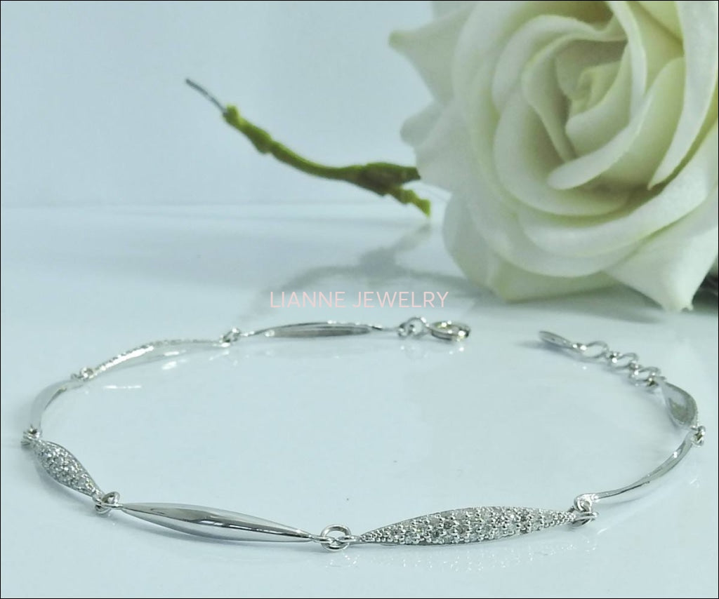 Celtic Jewelry, Diamond Bracelet, 14K White gold 11.40 Grams One carat Diamonds 21 cm, 8"inces - Lianne Jewelry