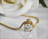 Pendant Diamond Pendant Solitaire Pendant 0.39 ct 14K White gold chain included  Minimalist pendant - Lianne Jewelry