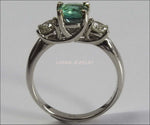 Vintage 3 stone Ring Emerald Ring Diamond Ring Gold ring Engagement Ring  Art deco Ring Promise Ring, Blueish Green - Lianne Jewelry