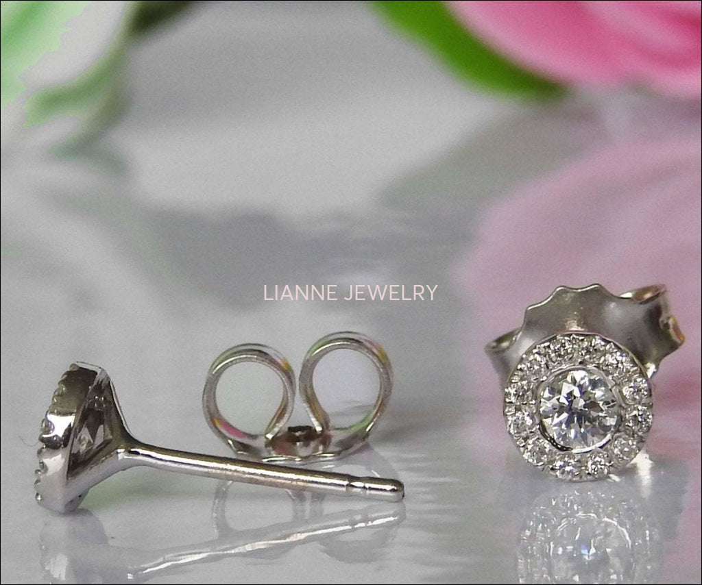 14K gold Earrings Celtic Earrings Studs Diamond Earrings Stud Earrings Martini Earrings 0.28ct Anniversary gift - Lianne Jewelry