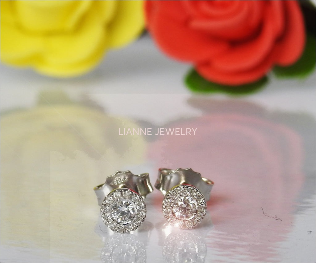 18K gold Earrings 18K White gold Earrings Celtic Earrings Diamond Earrings Stud Earrings Martini Earrings 0.28ct Anniversary - Lianne Jewelry