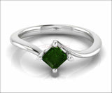 14K Square Emerald Solitaire Engagement Ring, Twist Solitaire Ring, Filigree Green Engagement Ring - Lianne Jewelry