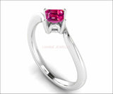 Pink Sapphire Rose Gemstone Ring Engagement ring Princess cut Gothic Ring made in 14K 18K White gold Birthday Gift - Lianne Jewelry